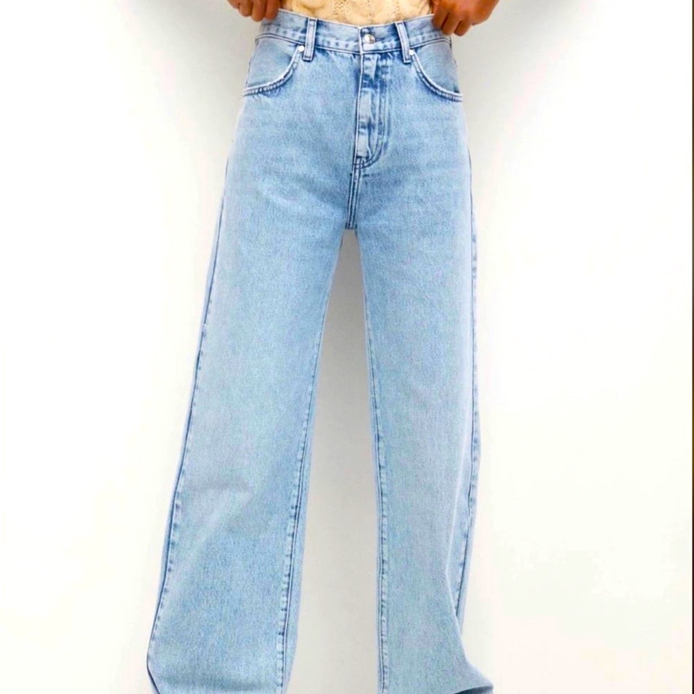 Mango MNG Denim Zara Womens Blue High Waist Straight Leg Jeans size 2 S